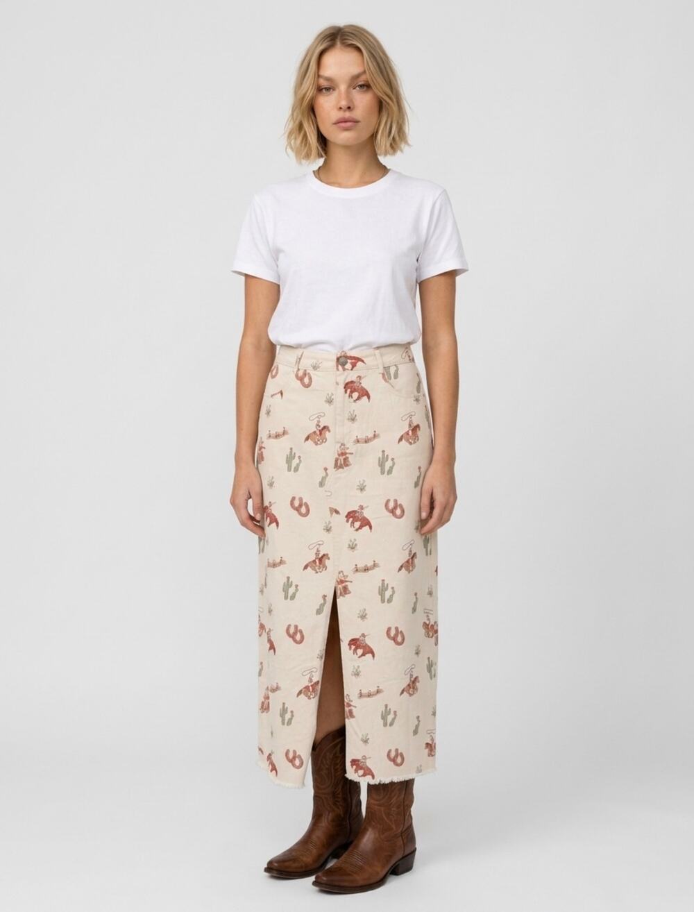 BAILEY ROSE Cowboy & Cactus Skirt NWOT Size M